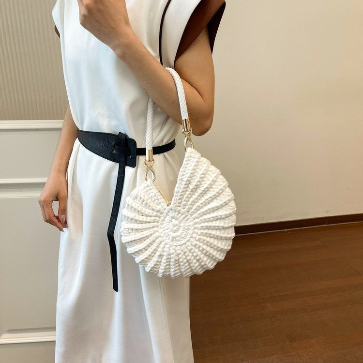 Women Handmade Woven Beach Conch Shell Crossbody Bag
