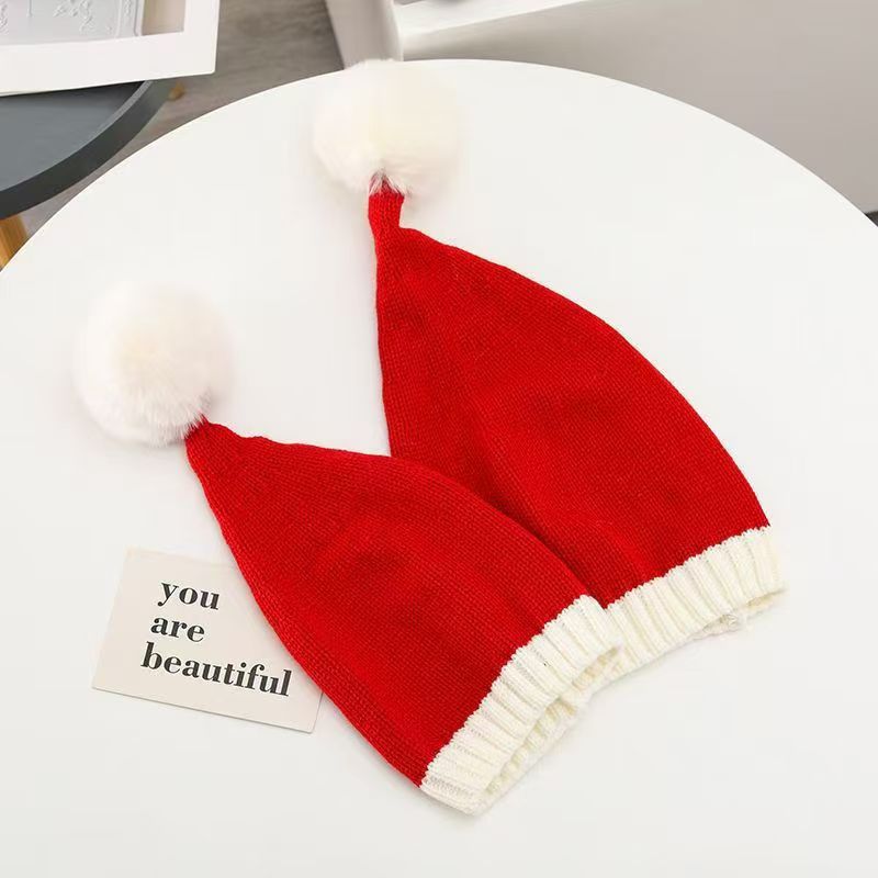 Christmas Santa Knit Pom Pom Hats for Kids and Adults