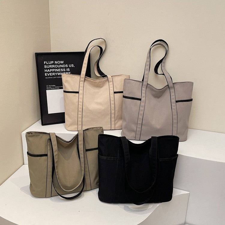Women Color Block Tote 2026 New Large Fashion Handheld Shoulder Bag