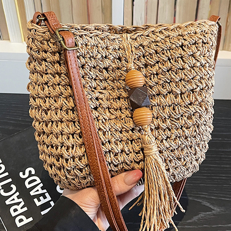 Women Trendy Bucket 2026 New Woven Crossbody Beach Small Bag