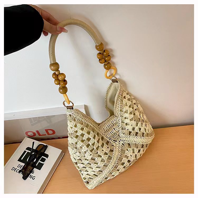 Women Large Woven 2026 New Summer Beach Straw Shoulder Tote Bag