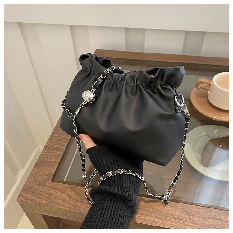 Hobo Purse Chain Strap Ruched Shoulder Handbag for Everyday