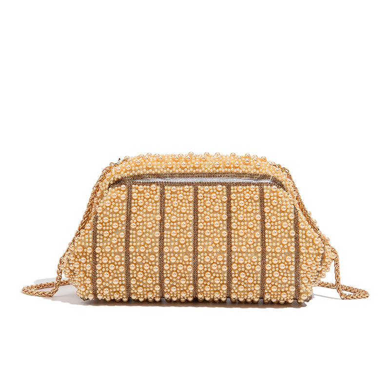 High-End Pearl Clip Evening Clutch Bag