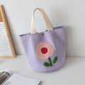 Women Embroidered Canvas Large Lunch Handheld Streetwear Bag