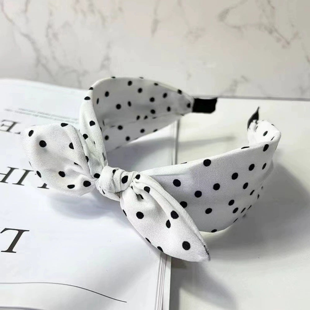 Retro Polka Dot Bow Wide Headband