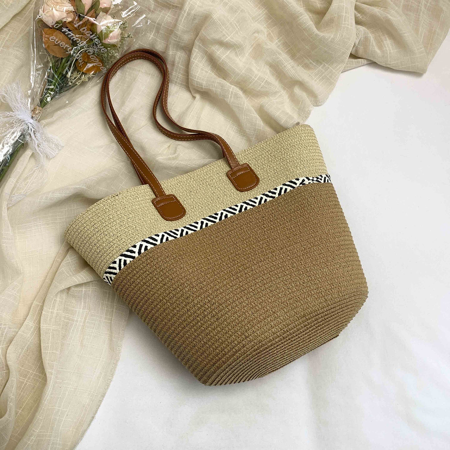 Women Straw 2026 Spring Woven Handbag Rattan Crossbody Large Tote Bag