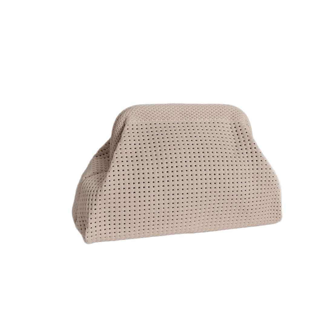 Vintage Knit Clutch Bag With Metal Frame