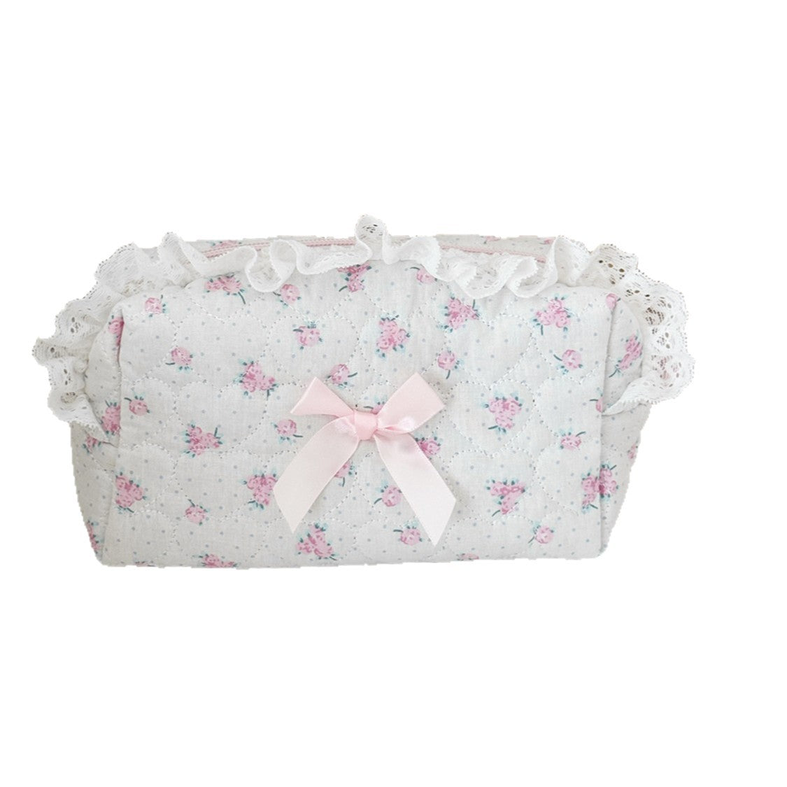 Pink Rose Lace Large Capacity Storage Bag