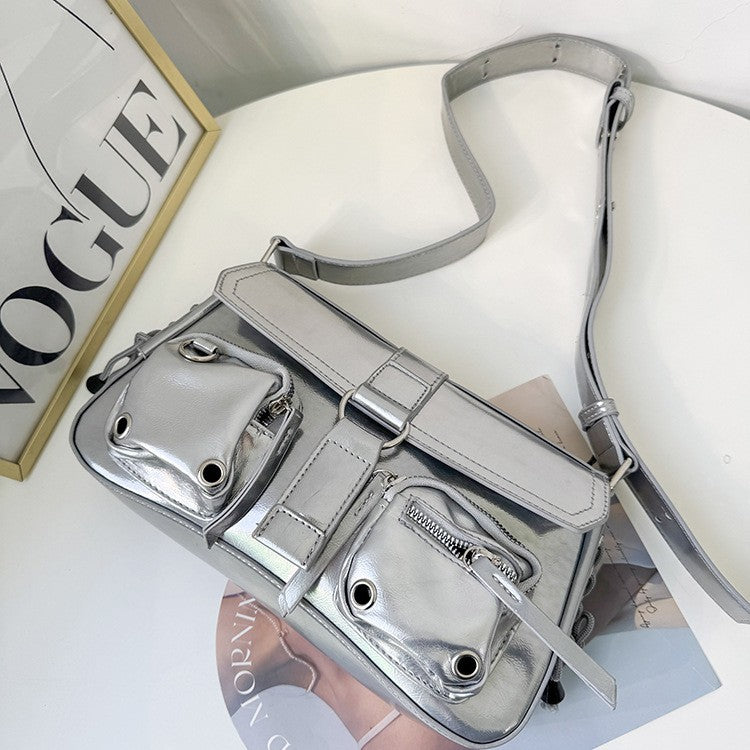 Retro Multi-Pocket Buckle Shoulder Bag