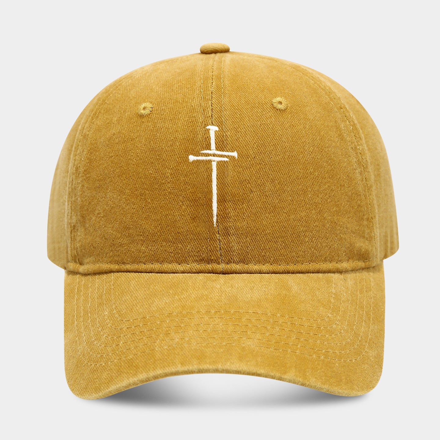 Washed Retro Cotton Embroidered Cross Baseball Cap