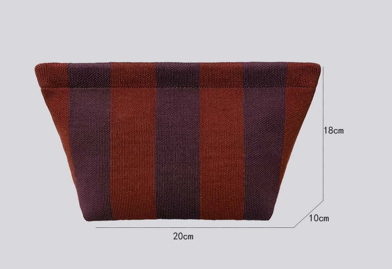 Striped Knitted Wool Cosmetic Clutch Bag