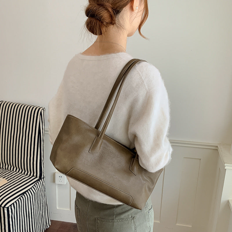 Minimalist Soft Touch Structured Tote with Long Shoulder Straps