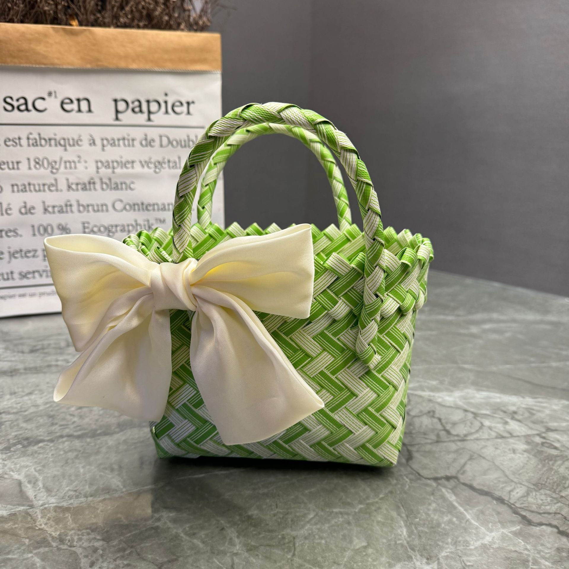 Plastic Woven Beach Basket Bag