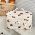 Striped Bear Large Capacity Quilted Cosmetic Bag