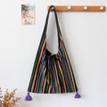 Original Ethnic Textured Striped Canvas Shoulder School Bag