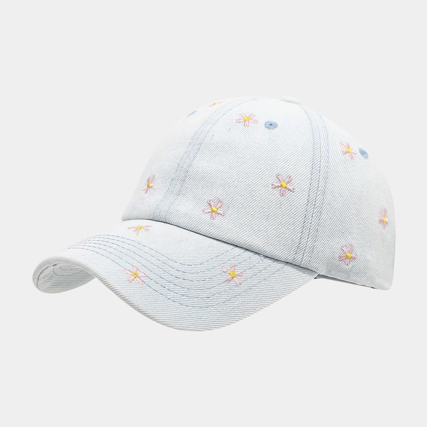 Love Embroidered Denim Baseball Cap