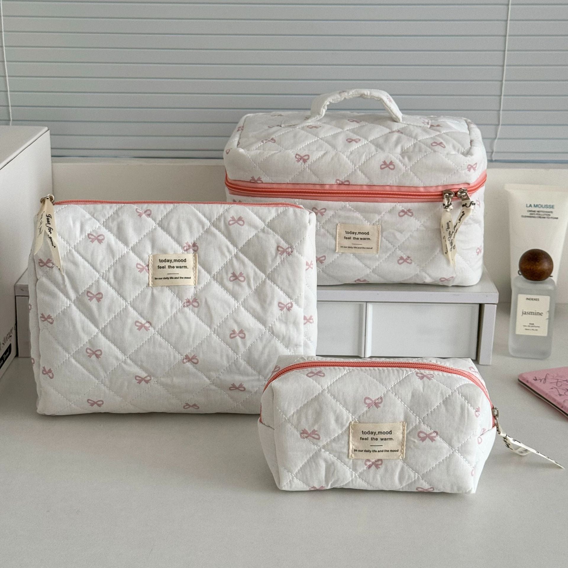 Multi-Pattern Palace Quilted Cosmetic Clutch and Octagonal Set