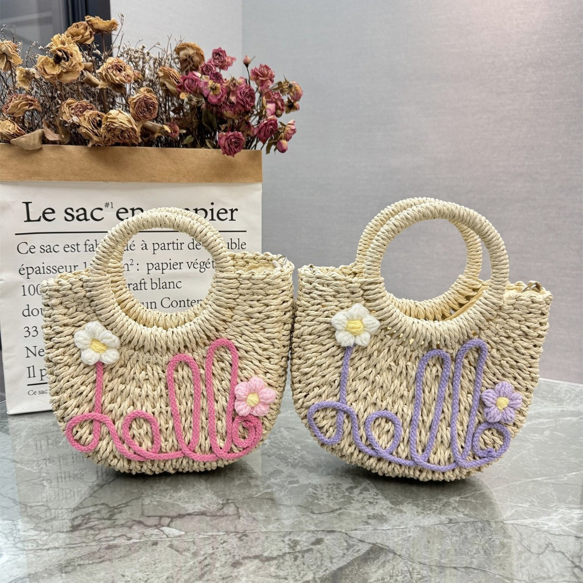 Handwoven Straw Beach Tote Bag