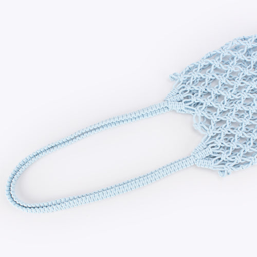 Blue Boho Openwork Cotton Rope Crochet Shoulder Bag