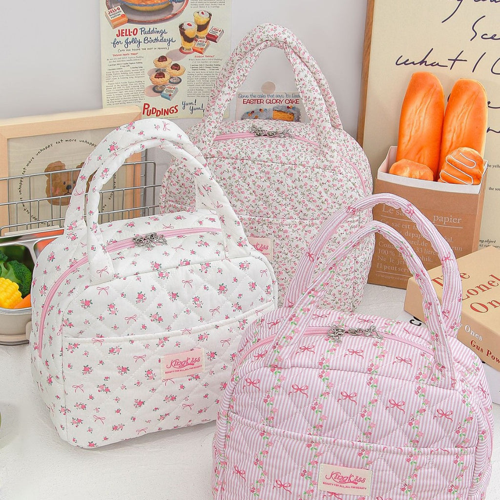 Small Floral Insulated Large Capacity Lunch Bag
