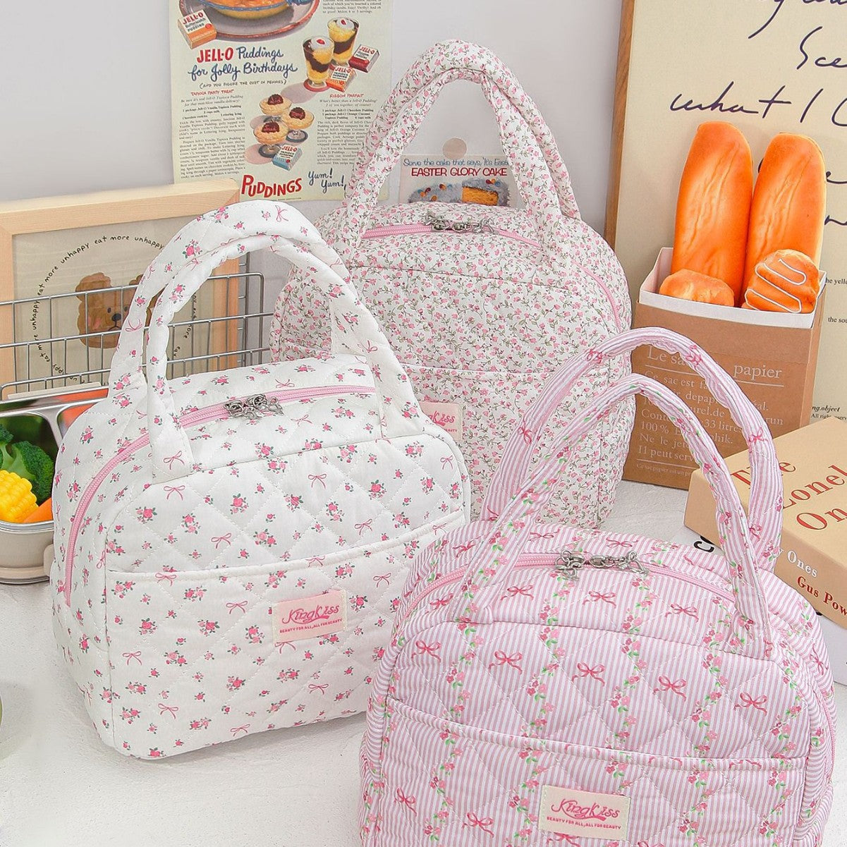Small Floral Insulated Large Capacity Lunch Bag