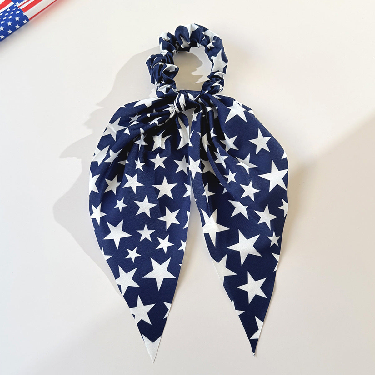 Independence Day Flag Bow Scrunchie Ponytail Holder
