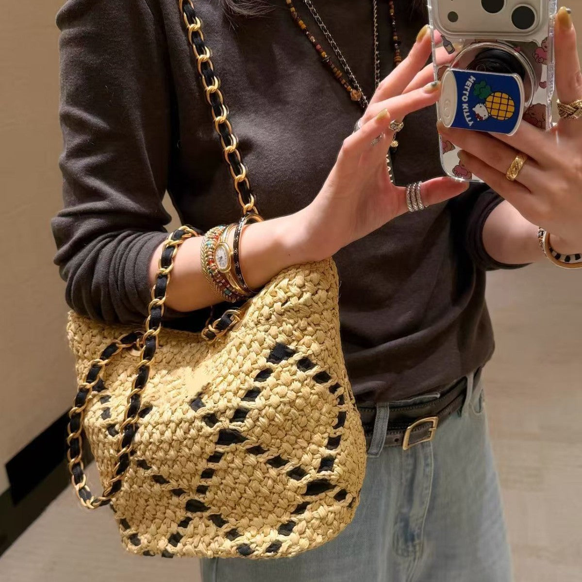Hand-Woven Straw Beach Underarm Bag