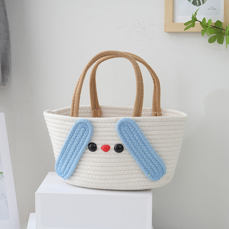 Cartoon Cotton Rope Woven Tote Bag
