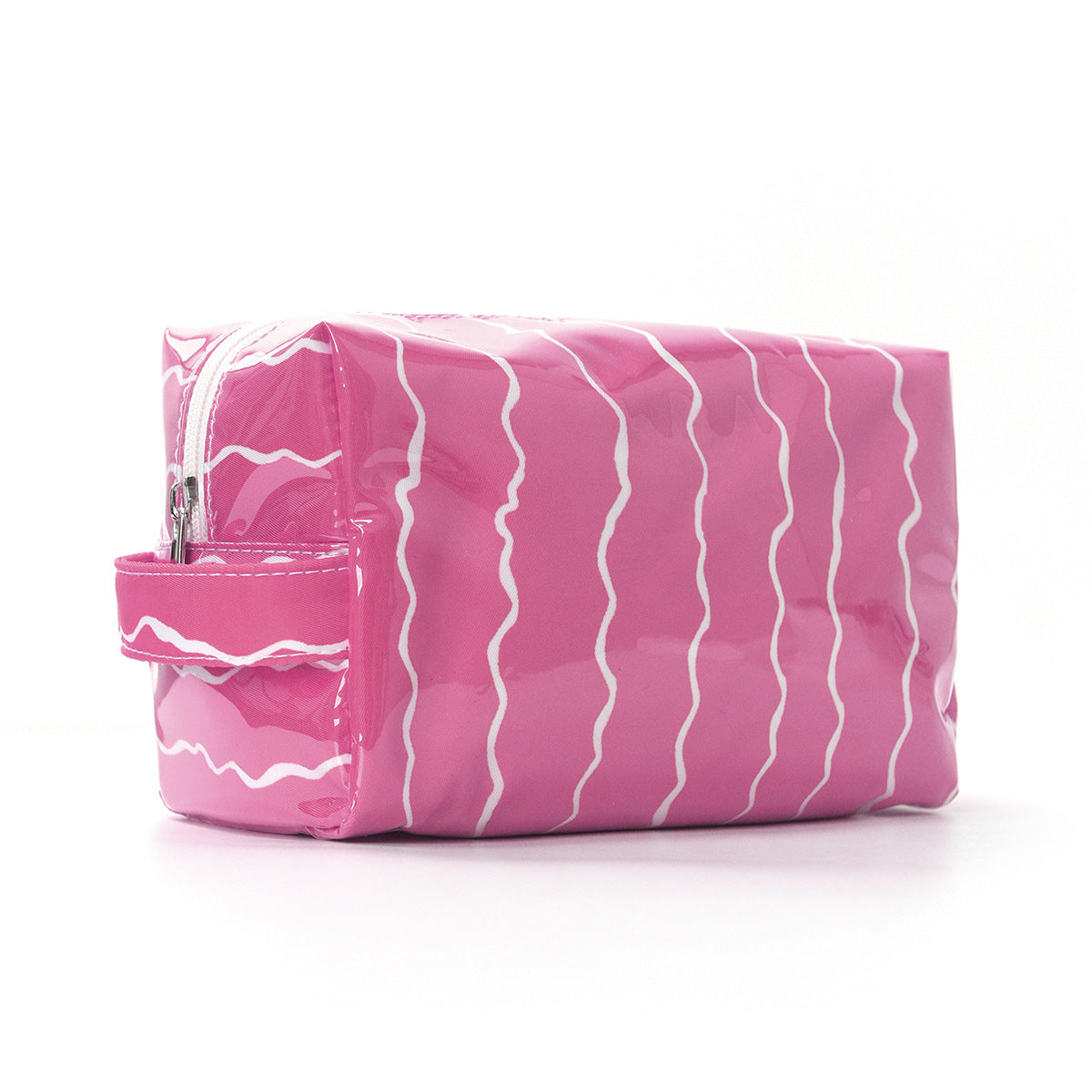 Glossy Waterproof PVC Wave Pattern Cosmetic Travel Bag