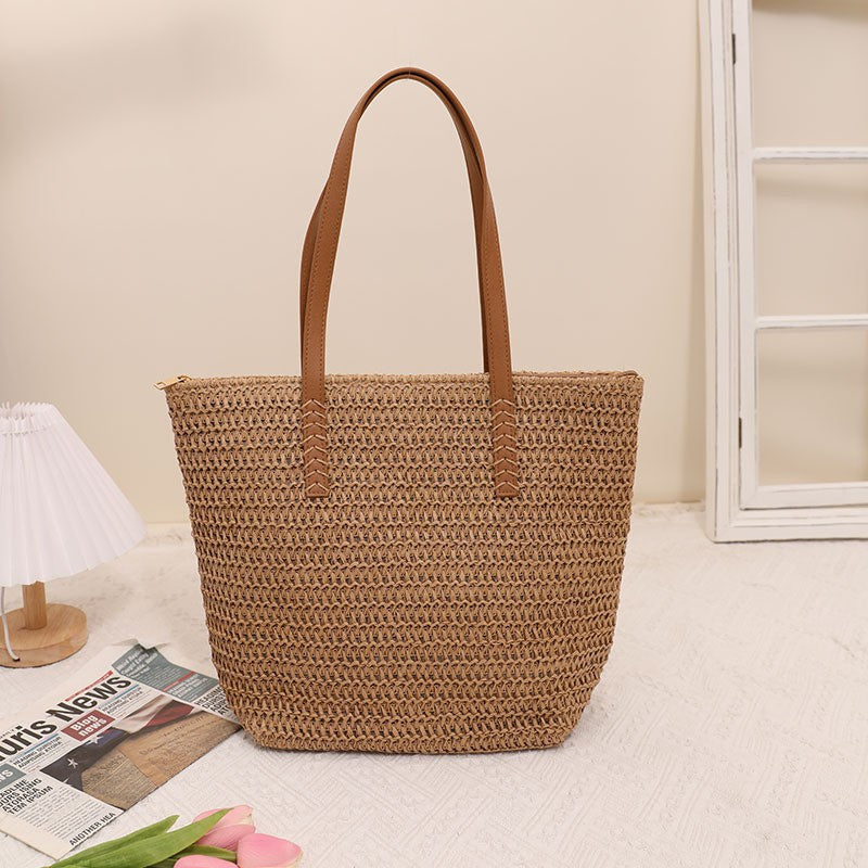 Large Capacity Woven Straw Shoulder Bag