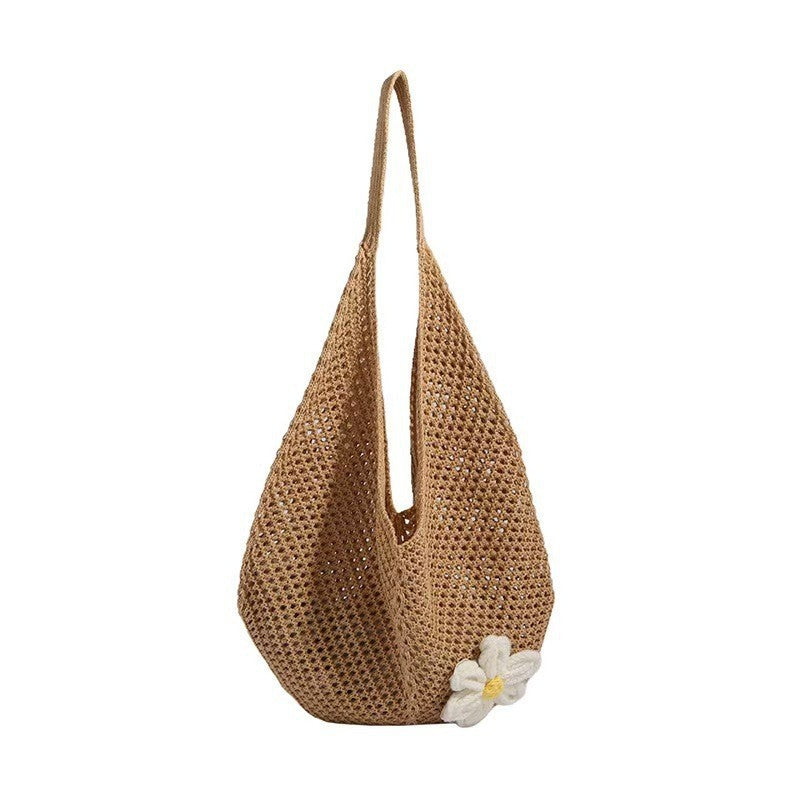 Handwoven Crochet Mesh Knit Shoulder Tote Bag