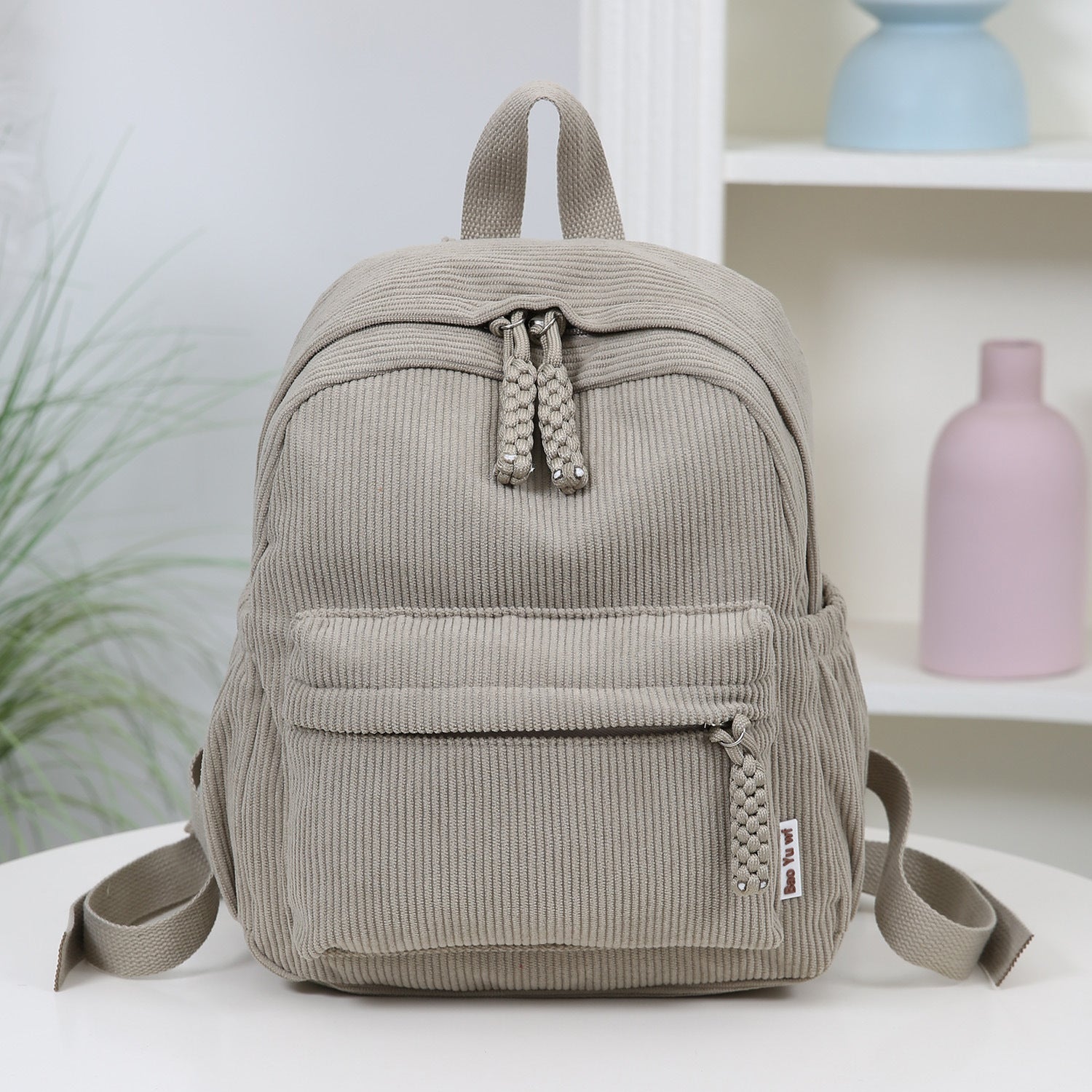 Women 2026 Corduroy Backpack, Mini Student School Bag