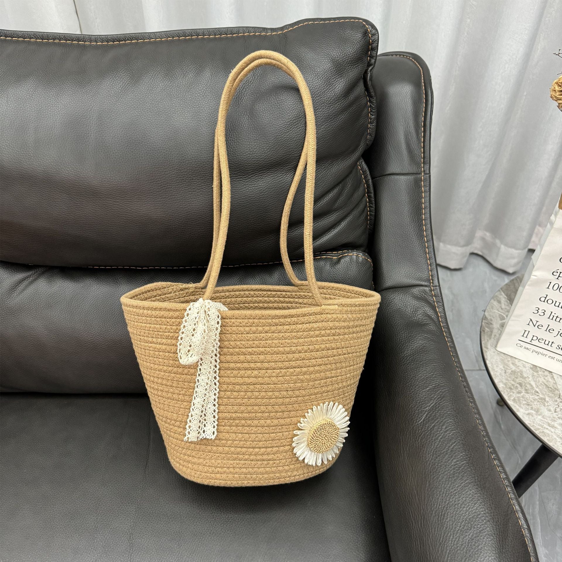 Large Capacity Cotton Rope Braided Beach Tote Bag
