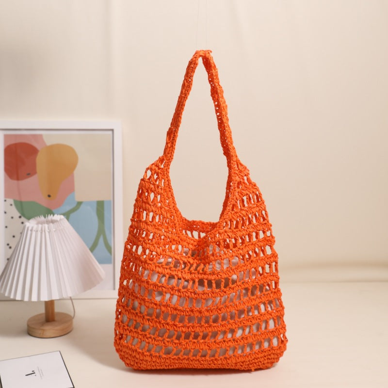 Large Shoulder Straw New Hollow Tote Handheld Woven Beach Bag