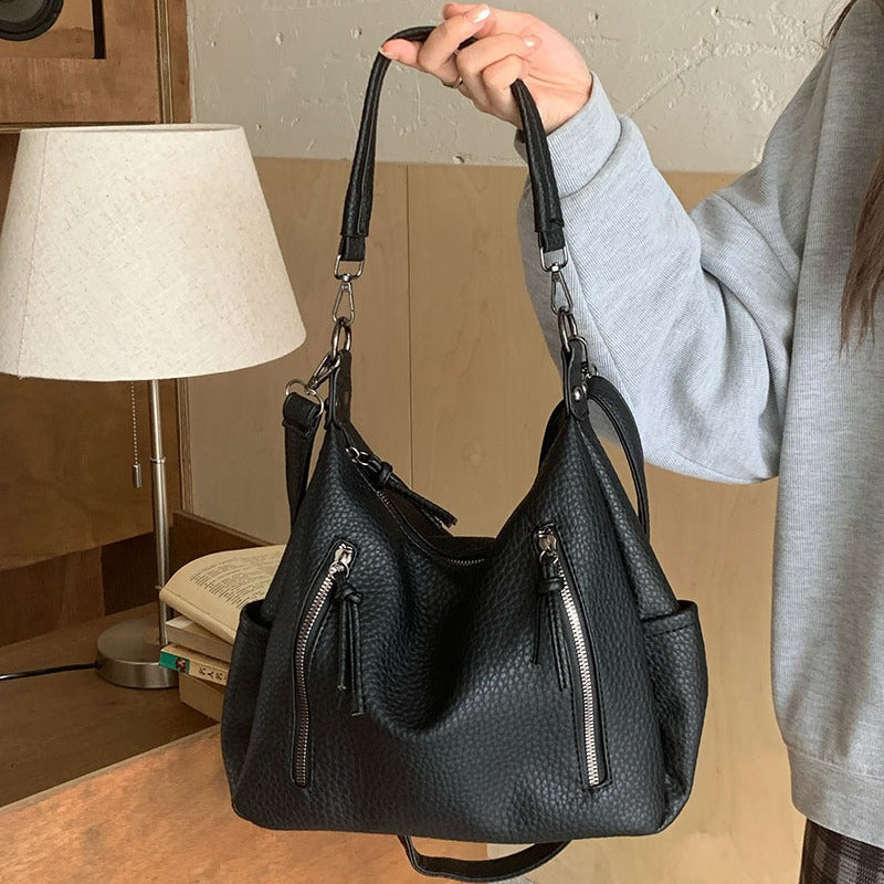 Pebbled Vegan Leather Hobo Crossbody Shoulder Bag