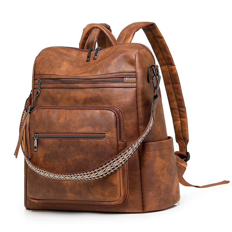 Women New Vintage Leopard Fashion Business Laptop Large Backpack