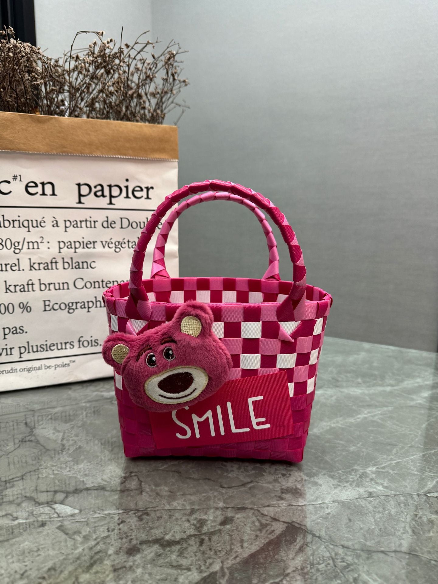 Plastic Woven Small Square Handbag Souvenir Bag