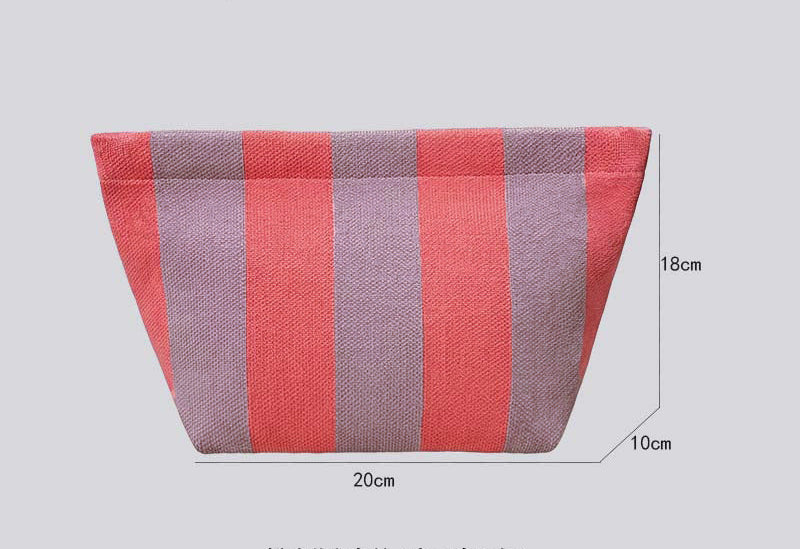 Striped Knitted Wool Cosmetic Clutch Bag