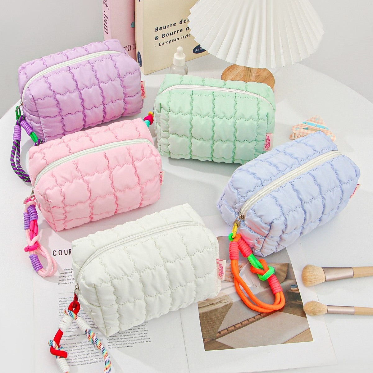 Puff Quilted Octagonal Cosmetic Toiletry Bag