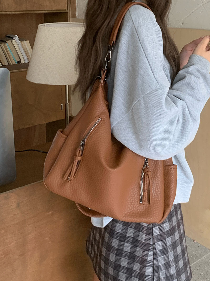 Pebbled Vegan Leather Hobo Crossbody Shoulder Bag