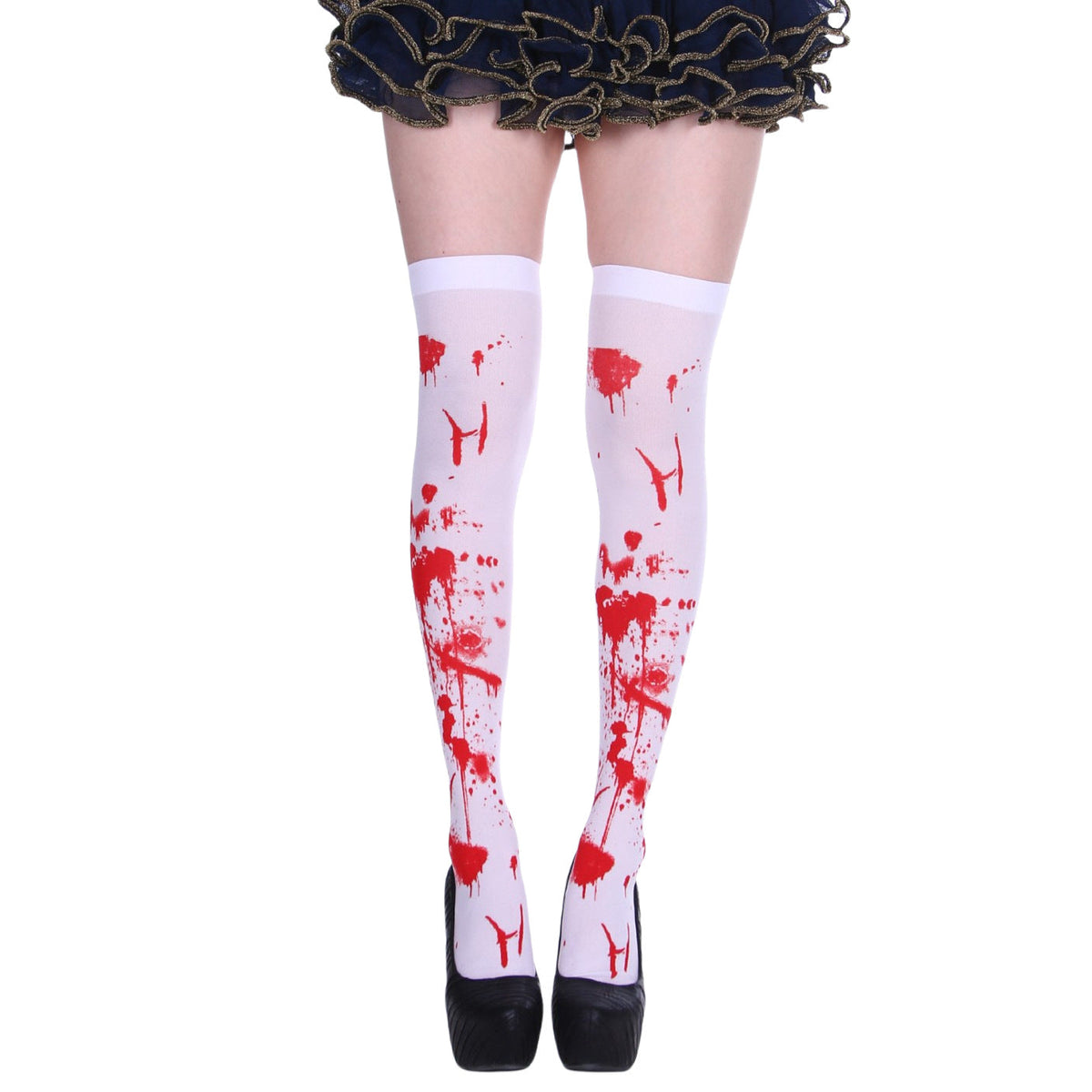 Halloween Faux Blood Splatter Thigh-High Socks