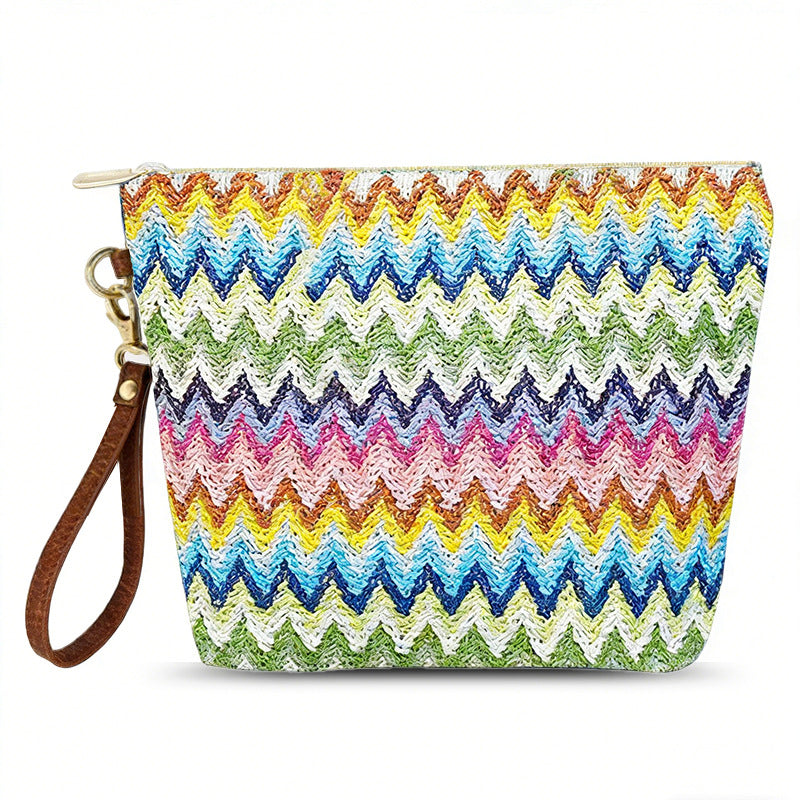 Women's Straw Woven Lipstick Coin Beach Bag