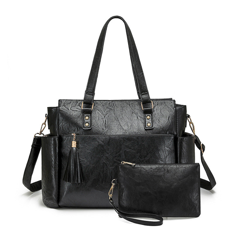 Women Fashion Laptop Briefcase Large Tassel Zipper Set Bag