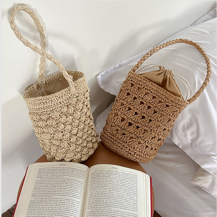 Straw Woven Hollow Bucket Bag