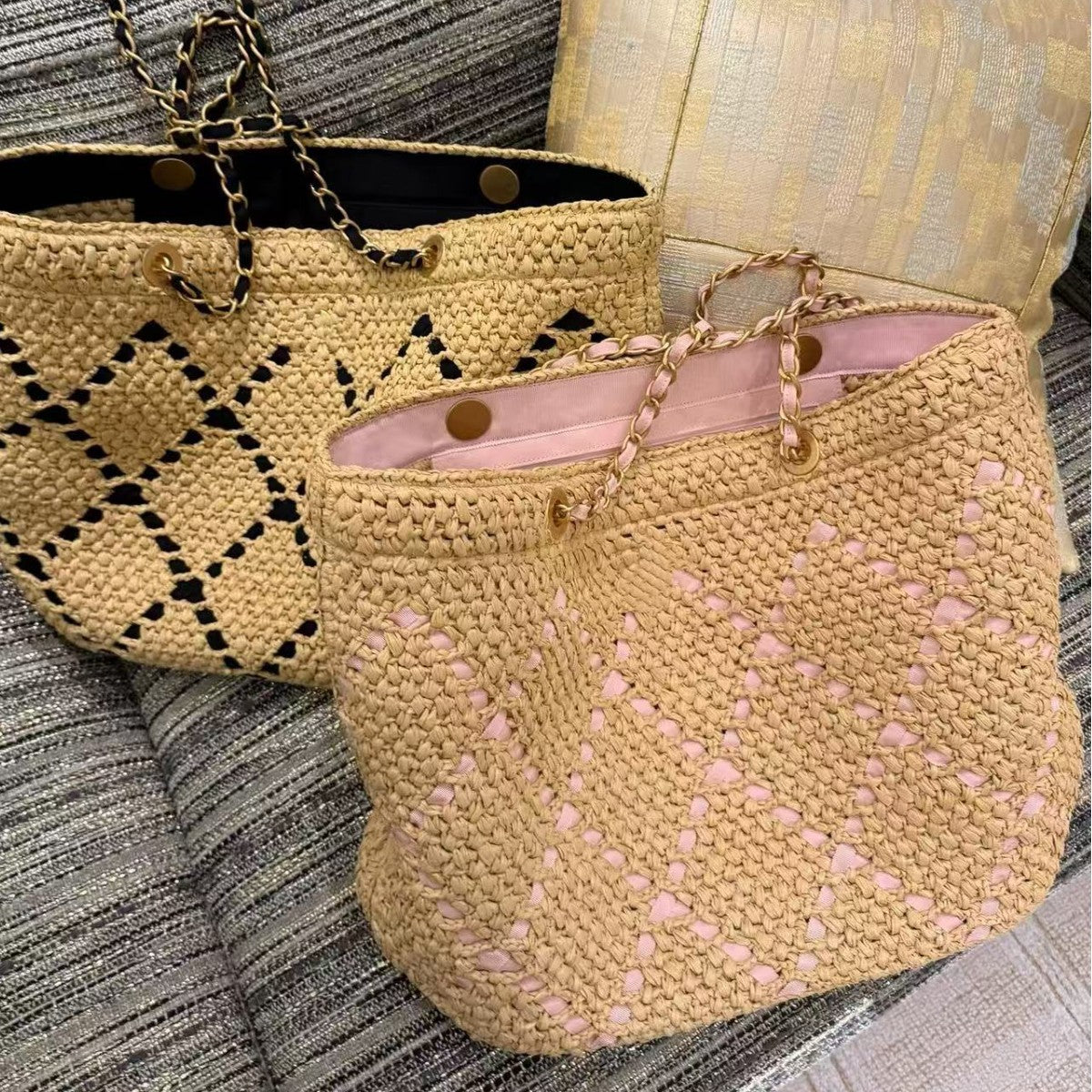 Hand-Woven Straw Beach Underarm Bag