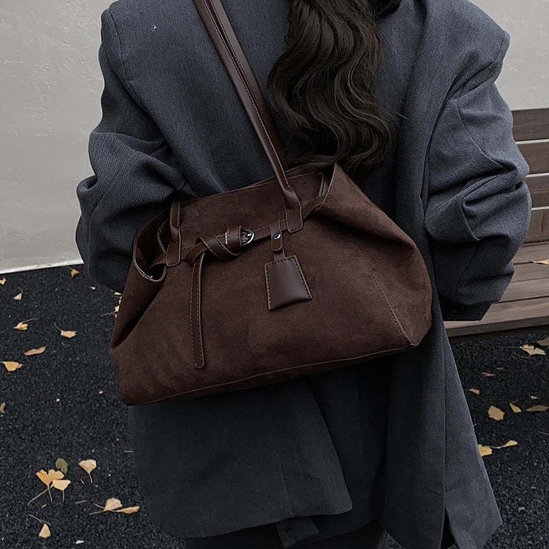 Women Suede Retro Crossbody Tote Bag
