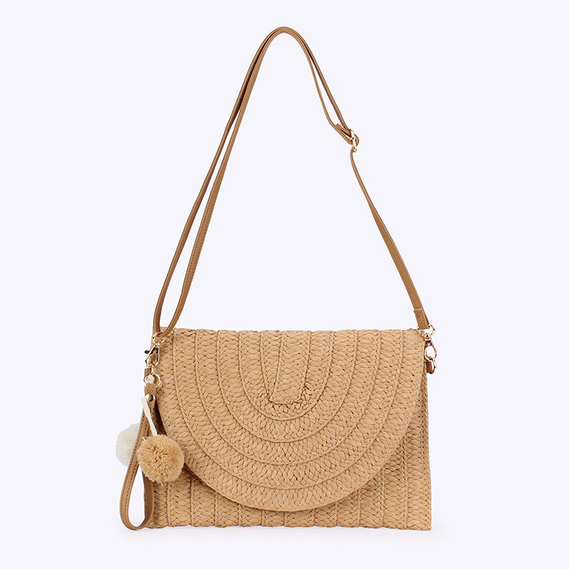 Dropshipping New Style Simple Fashion Handmade Paper Rope Woven Bag Seaside Vacation Beach Bag Daily Casual Women'S Bag
