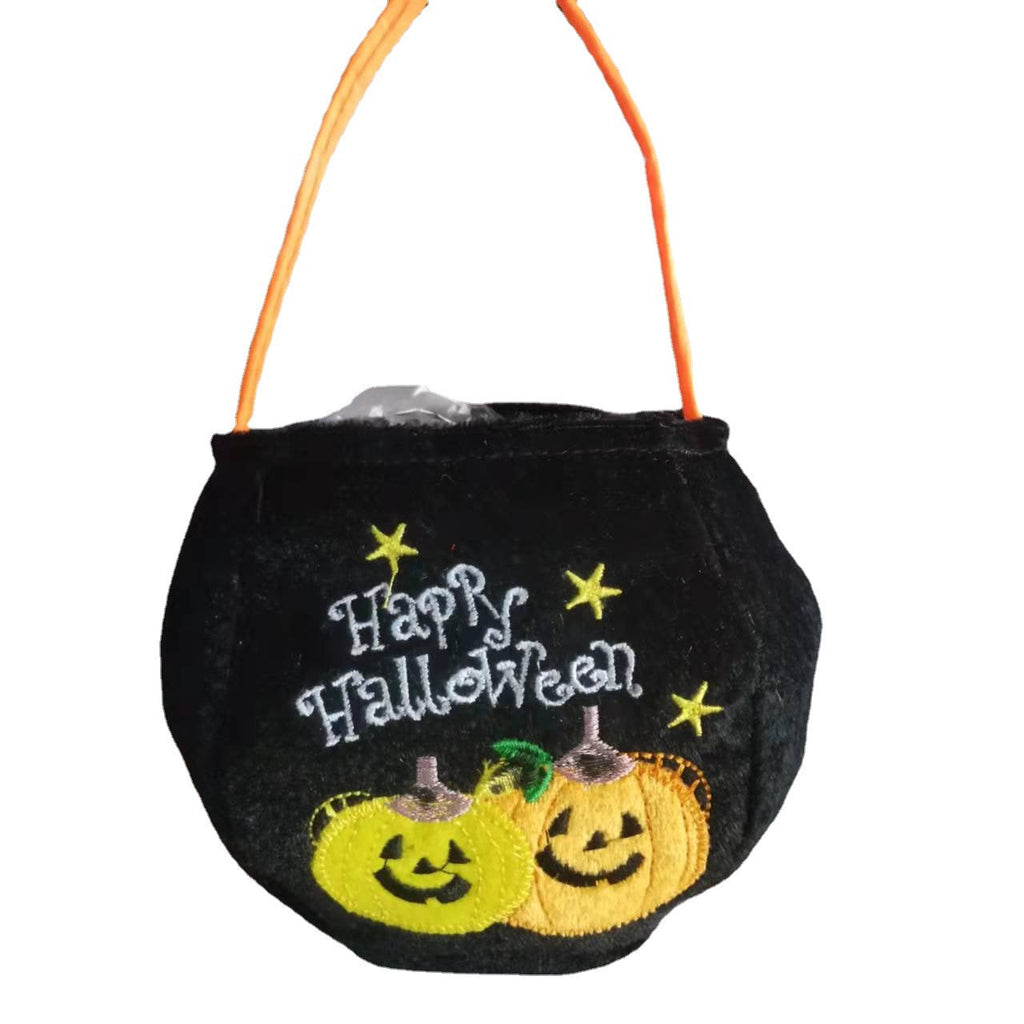 Halloween Portable Embroidered Candy Bag Children's Holiday Decor Prop Halloween Pumpkin Light Bucket Halloween Toast