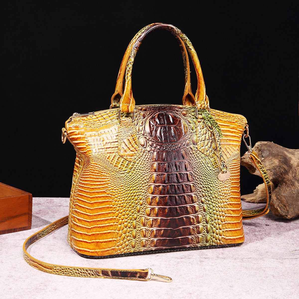 Portable Crossbody Retro Multi-Color Crocodile Pattern Bag