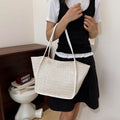 Cross-Border New Large-Capacity Commuter Tote Straw Bag Shoulder Woven Bag Casual Versatile Striped Beach Bag Women'S Bag